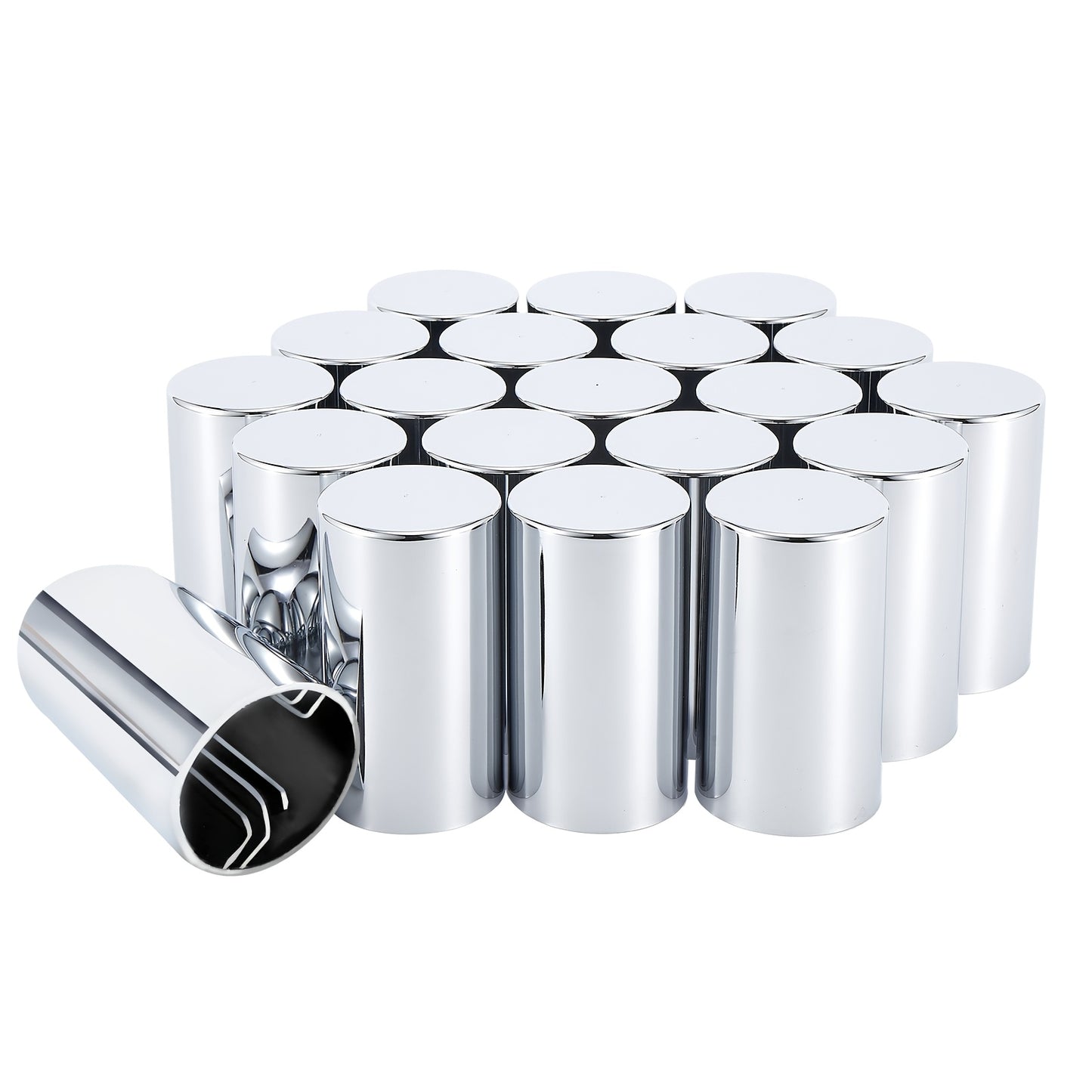 20pcs, 40pcs, Or 60pcs of 33Mm X 3 1/2" Lug Nut Covers Made from ABS Chrome Plastic, Designed for Push-On Fit for Hub Piloted Wheels, Complete Axle Cover Kits, And Lug Nut Covers Suitable for Semi Trucks And Trailers