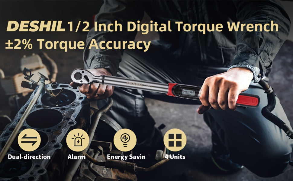 [Digital Torque Wrench] 1/2, 3/8 Inch Drive Digital Torque Wrench, 17-340 Nm (12.5-250.8 Ft-Lb), 6.8-135 Nm (5.02-99.57 Ft-Lb), Electric Torque Wrench With Buzzer And LED, Preset Values And Data Storage, For Bike/Motorcycle/Auto Repairs, Plus And Minus 2%