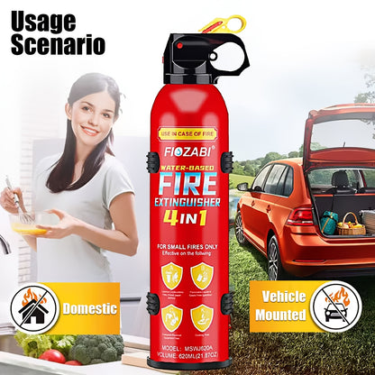 Portable Fire Extinguisher | 4-in-1 Small Fire Extinguisher for Home, Garage, Kitchen, Car | for Electric, Textile | Non-Toxic, Easy Clean, Wall Mount Include