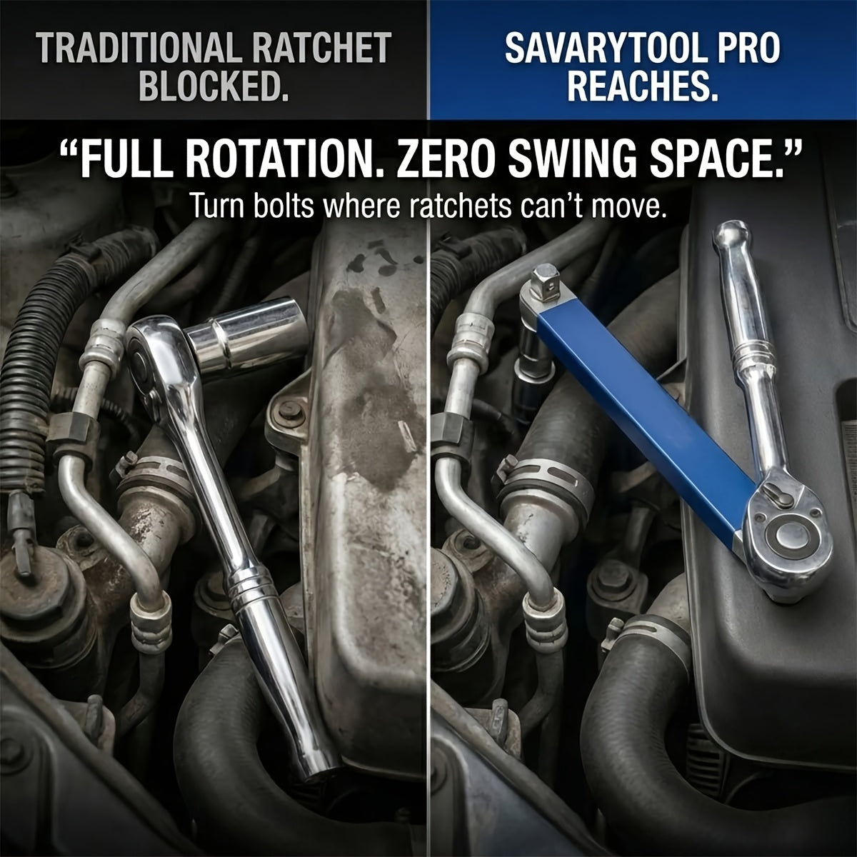 Professional Zero Offset Extension Wrench Set With 3/8 Ratchet Wrench, 15 Inch Impact Ready Ratchet Wrench With 1/2", 1/4" & 3/8" Square Drive Adapters, Universal Repair Tool For Narrow Spaces & Auto Maintenance
