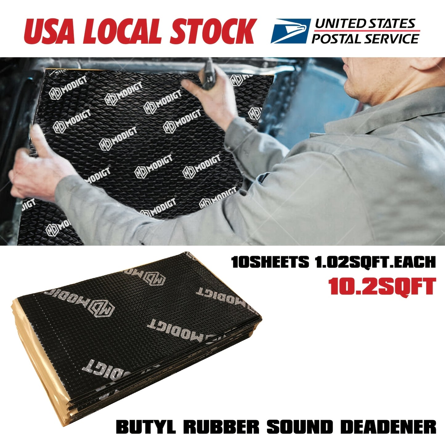 10pcs Butyl Sound Deadener Mat, Noise Insulation And Vibration Dampening Material, Thermal Heat Shield Insulation Noise Reduce Mat Self-adhesive, Cars Hood Firewall Door Trunk Sound Deadening Pad For Car, SUV, Camper, Pickup, Van, Truck, RV