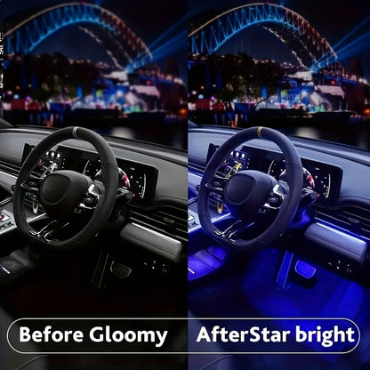 Set of 4 LED Lights for Car Interiors - Powered by USB, Featuring Colorful Underfoot Illumination That Syncs with Music to Create a Better Atmosphere, Without Battery