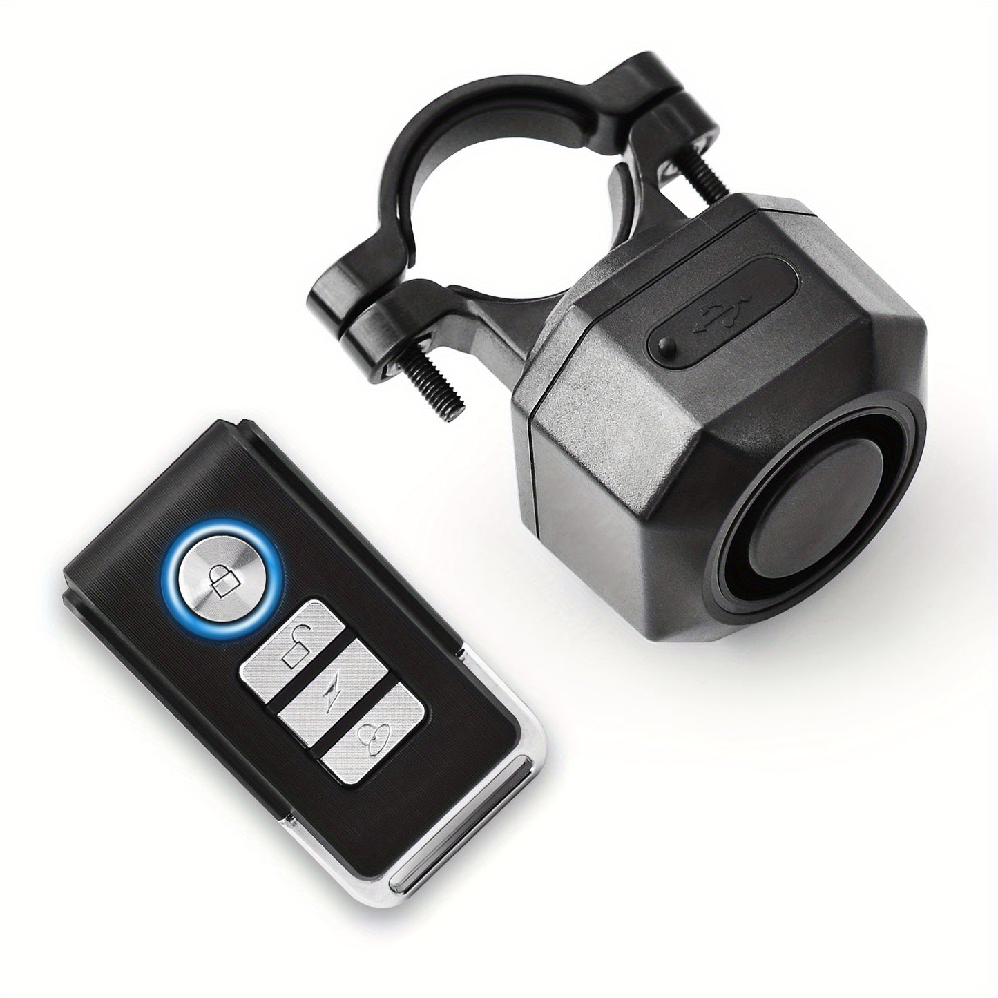 Bike Alarm USB Rechargeable with Mount, Bike Alarm with Remote, Bicycle Alarm System Anti Theft Wireless Bicycle Vibration Motion Sensor 110Db Loud Security for Vehicle Trailer Motorcycle Car