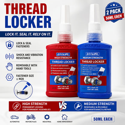 2/4pcs Thread Locking Adhesive Anaerobic Screw Locking Agent, Blue And Red Threadlocker with Anti-Loosening Anti-Vibration Anti-Rust Properties, Oil Resistant High Temperature Resistant, Secure Bond for Metal Plastic Stainless Steel Threads