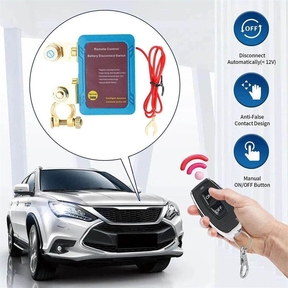 Remote Battery Disconnect Switch 12V /24 V 240A Battery Kill Switch for Auto RV ATV, Power Cutoff Switch, Remotecontrolled Switch, Easy Installation, Reliable Construction, Highcurrent Handling, Power Disconnect, Auto Enthusiasts, Rv Owners