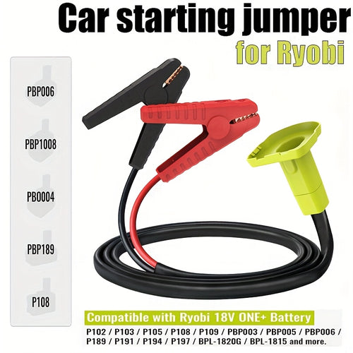 [Portable Battery Booster] Jumper Cables for Starting Car with Adapter Compatible with Ryo-Bi 18V Battery Jump Starter 8AWG 5.9FT Portable Auto Battery Booster Pack for Jump Starting Light Vehicles (Battery Not Included)