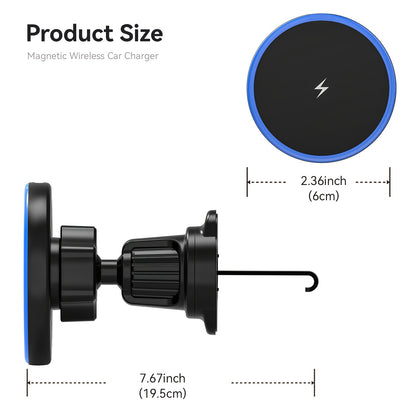 For Magsafe Car Mount, 15W Magnetic Wireless Charger for Iphone, Magsafe Air Vent Car Holder Charger for Iphone 16/15/14 13 12 Pro Max Mag Safe Case, LED Design, Without Battery