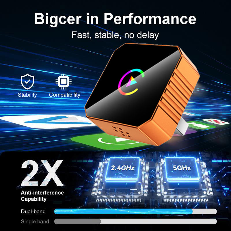 Wireless Carplay for Vehicles Hands-Free Smartphone Connectivity USB Port Compact Design Seamless Connection Compatible with Vehicles Equipped with Wired Carplay And Wired Android Auto Protocols, Without Battery