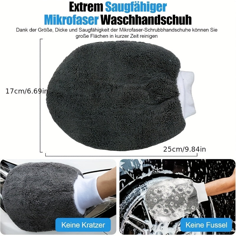 A Car Cleaning Set with 11 Items, Featuring Tire Brushes, Microfiber Gloves, Thick Absorbent Pads for Scratch Removal, And Detail Sponges Suitable for Both The Inside And Outside of The Vehicle