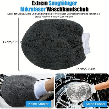 A Car Cleaning Set with 11 Items, Featuring Tire Brushes, Microfiber Gloves, Thick Absorbent Pads for Scratch Removal, And Detail Sponges Suitable for Both The Inside And Outside of The Vehicle