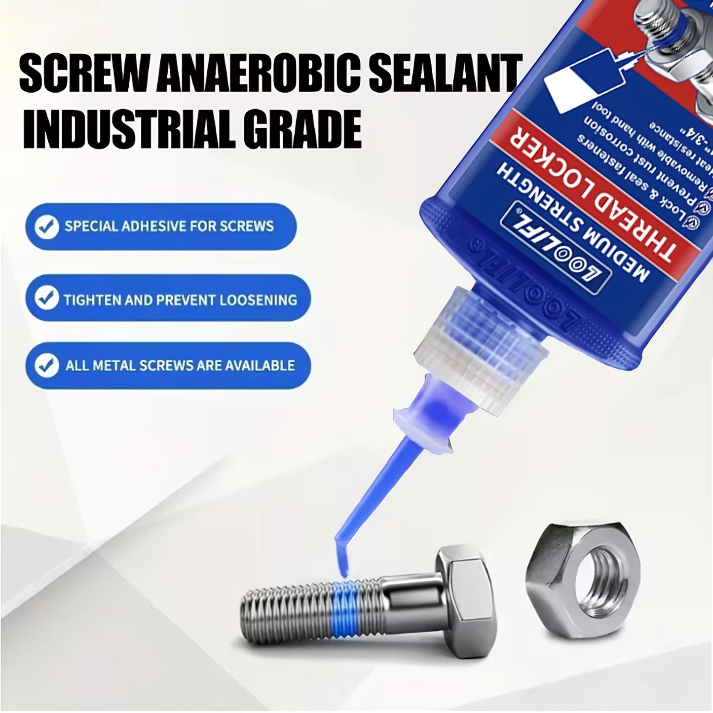 2/4pcs Thread Locking Adhesive Anaerobic Screw Locking Agent, Blue And Red Threadlocker with Anti-Loosening Anti-Vibration Anti-Rust Properties, Oil Resistant High Temperature Resistant, Secure Bond for Metal Plastic Stainless Steel Threads