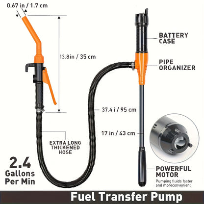 2pcs Portable Transfer Pump, Battery Operated Electric Siphon Pump for Gas, Fuel, Diesel, Fuel Transfer 2.6 GPM Flow Oil Extractor -Easy to Use Hand Fuel Pump, Multi-Use Siphon Fuel Transfer Pump