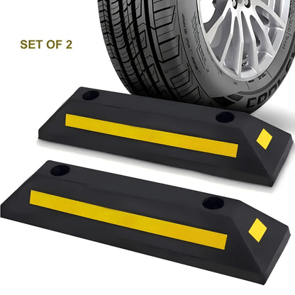 Car Wheel Stops for Garage -Heavy Duty Rubber Parking Guide 12/8/4/2/1pc Premium Quality Durable Car for Garage Wheel Stopper Professional Grade Park with Reflective Yellow Tape Curb, Adjustable for Safe Parking of Vehicles, for Garage Parking Stops