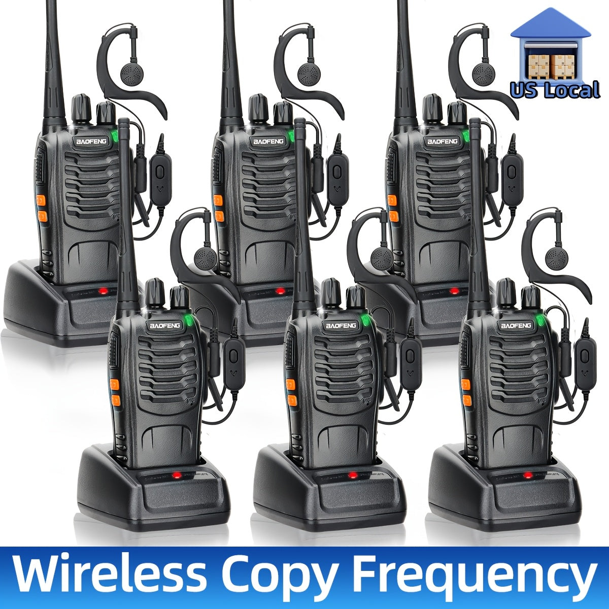 2pack Baofeng Adult Long Distance Walkie-talkie with Headset, 16 Channels Rechargeable Handheld Two-way Radio, Suitable for Hiking, Cycling, Camping and Skiing