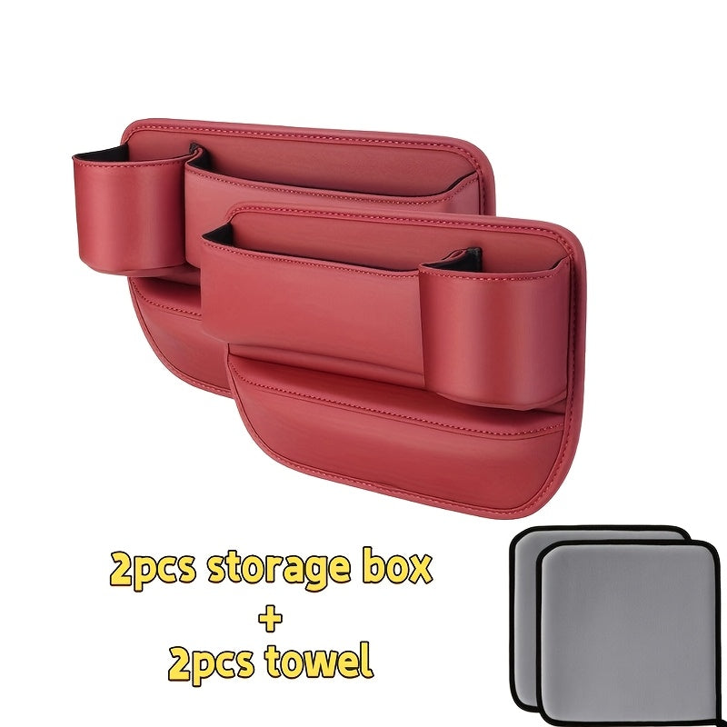 2pcs Storage Box + 2pcs File/1pc Storage Box + 1pc Towel Car Seat Gap Organizer Storage Box Pocket Multifunction Universal Wallet Keys Card Cup Phone Holder Auto Interior Accessories Car Storage Boxes|car Accessories Clearance|car Seat Side Filler