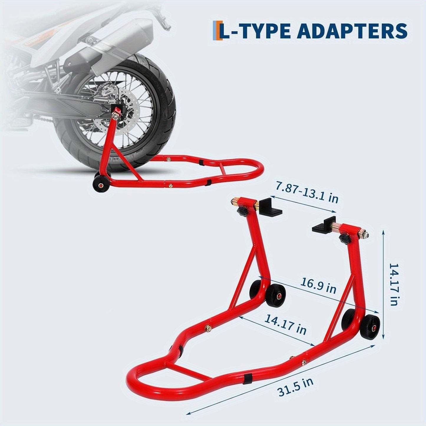 Motorcycle Stand Lift - 900Lbs Front & Rear Combo Universal Motorcycle Stands, Compatible with Most Yamaha for HONDA for SUZUKI for BMW Motorcycles, Red