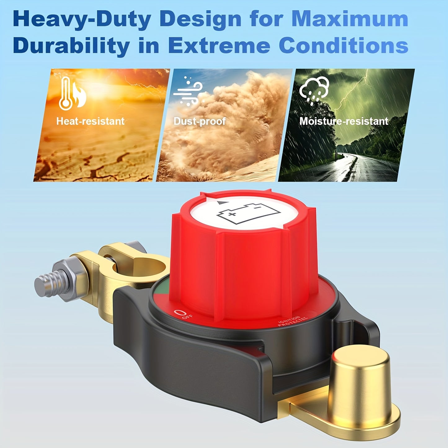 Heavy Duty 3rd Gen Overhead Battery Disconnect Switch- Negative On/Off Security, Manual Lever and Screw Terminals for Cars, Trucks, Boats, RVs, Easy to Install, Sturdy Construction, Corrosion-Resistant Contact Points, Suitable for RV Enthusiasts