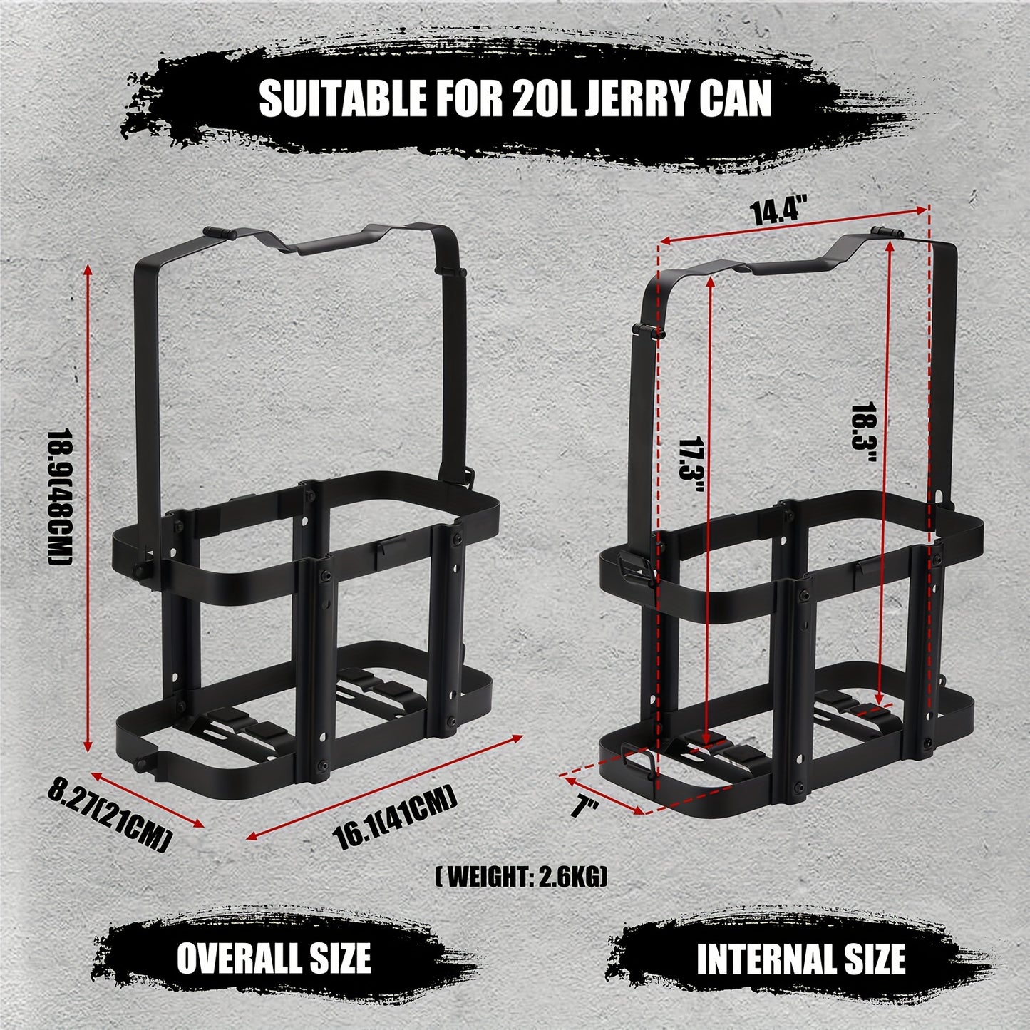 5 Gallons (20L) Fuel Storage Container Can Holder Mount, Jerry Can Mounting Holders, Lockable Mounting Bracket for Camping, RV, Motorcycle, And Overlanding, solely for Metal NATO Style, Gas Can Mount Rack, solely Rack