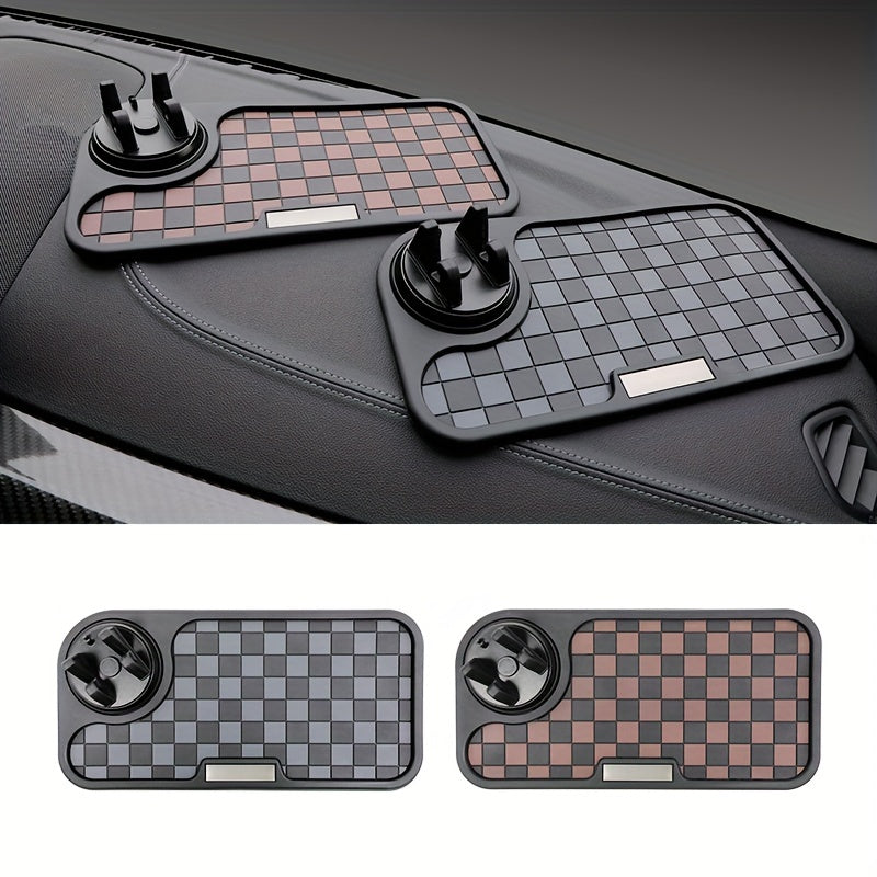 [Car Anti-Slip Mat] Car Anti-Slip Mat Dashboard Ornament Mat Mobile Phone Rotating Holder Dashboard Storage Mat High Temperature Resistant High-End Square Grid Mat Creative Ornament Pad Car Interior Accessories