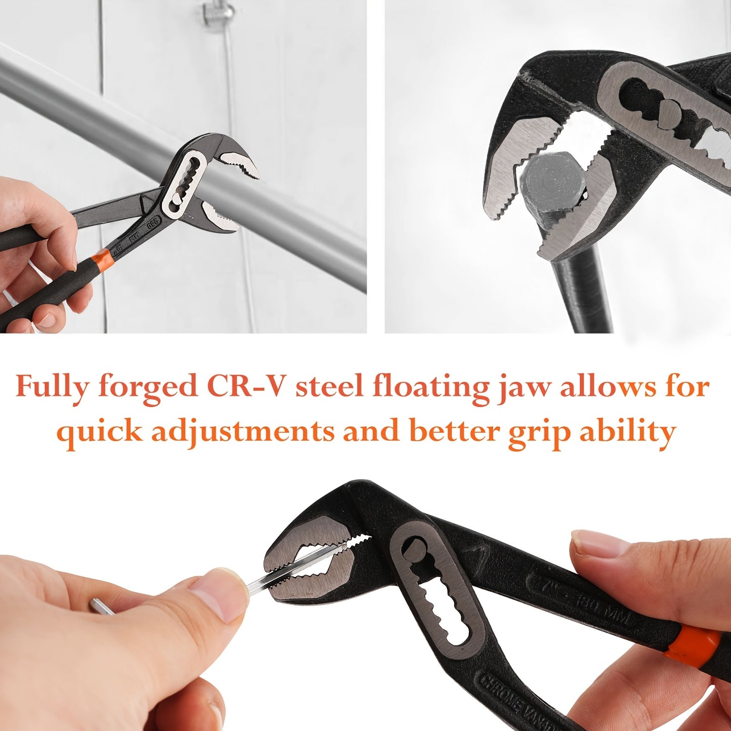 [Christmas Gifts] 3/1pc Adjustable Pliers With Roll-Up Pouch,Quick-Adjust Pump Pliers Set, Chrome Vanadium Steel, Includes 7-Inch,10-Inch, And 12-Inch, Black,Christmas Gifts