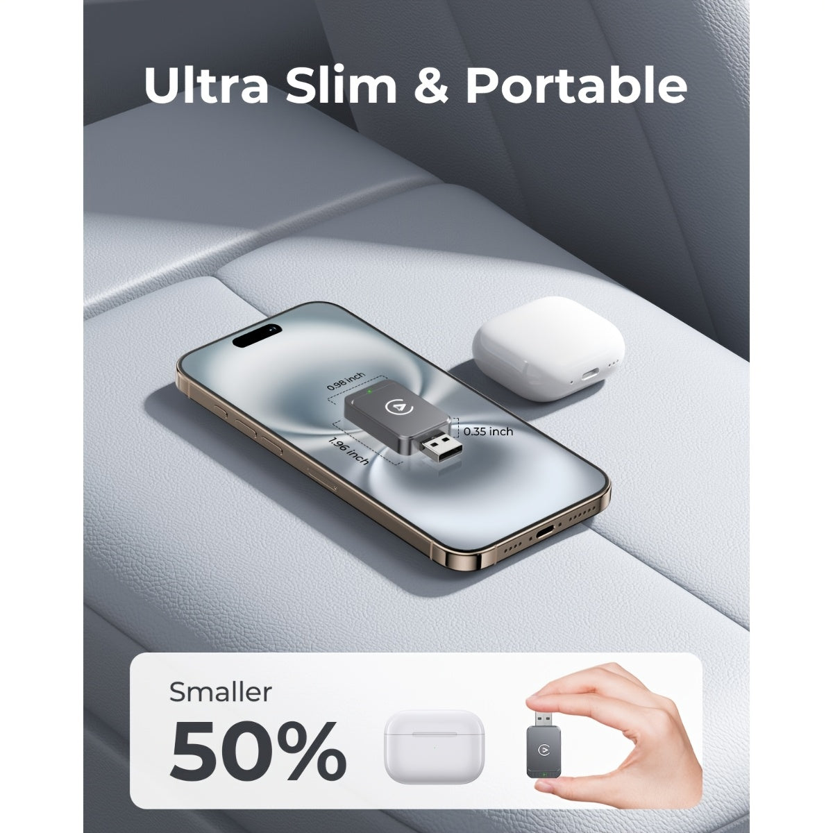 2-in-1wireless Carplay & Android Auto Ai Box, Compatible with 99% Original Cars-wired to Wireless Conversion (2.4-5.0GHz Wife5), Sthlish And Portable for iPhone Ios 10+/android 11+devices