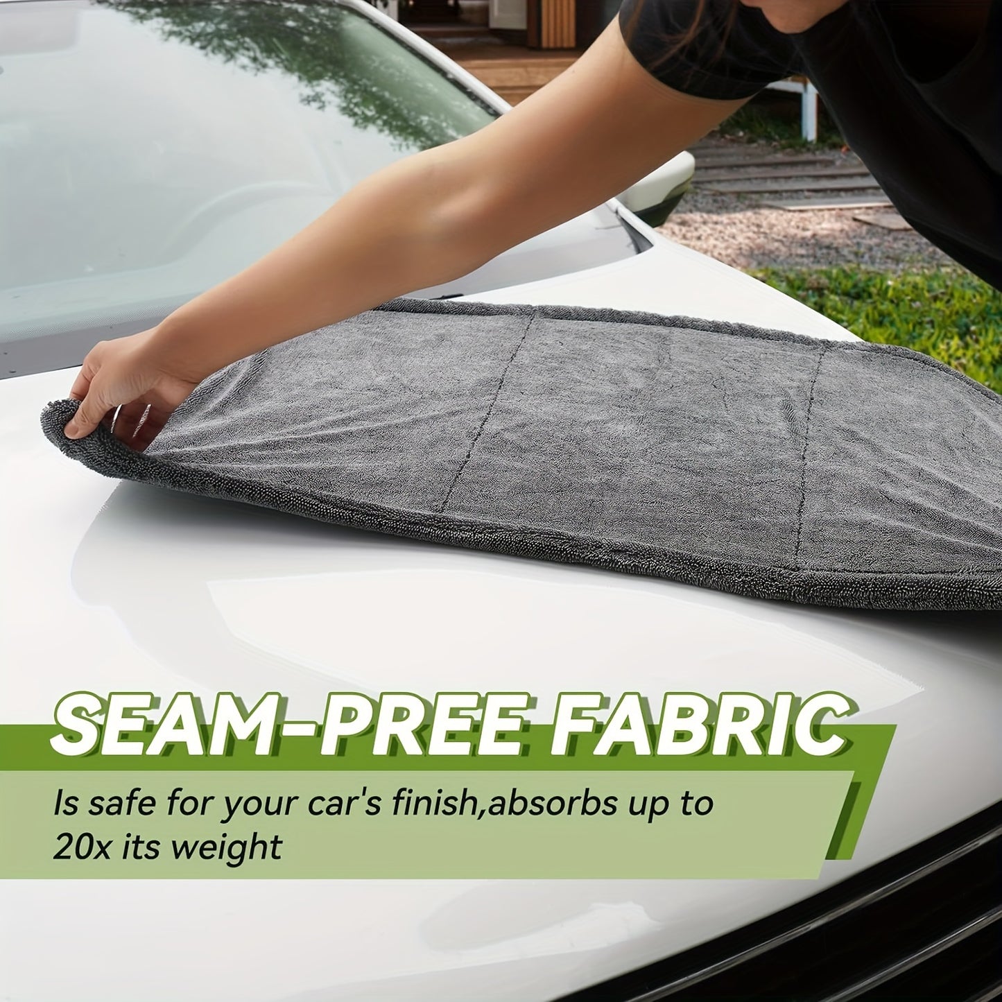 Microfiber Towels for Cars - 1300GSM X Large Size Quick Dry High Absorbent Edgeless Streak Free - Car Drying Towel for Detailing 24x36in