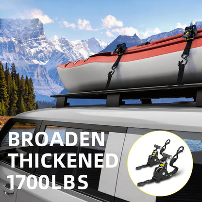 2 Pack Heavy Duty Auto Retractable Ratchet Straps, 1700LBS, 1500LBS/1400LBS/1100LBS Tie Down Straps with Automatic Tightening Cargo Securing System for Truck, Motorcycle, Boat, Canoe & Trailer, Father's Day Gift for Dad, Gifts for Men,