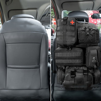 Tactical Car Seat Back Organizer with MOLLE System - Durable Oxford Fabric, 5 Detachable Pouches, Multiple Compartments for Trucks & SUVs - Black, Car Seat Organizer | Modular Storage | Durable Tactical Bag