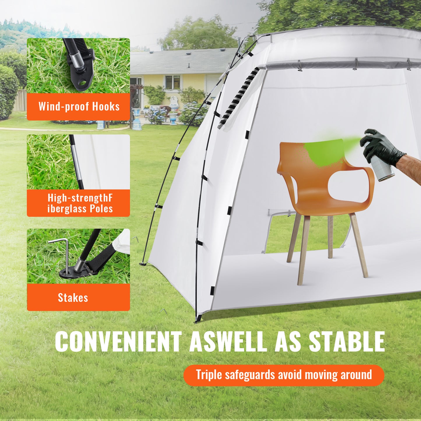 VEVOR Spray Paint Shelter Spray Paint Tent 90*62*62in/120*84*72in Portable Paint Booth DIY