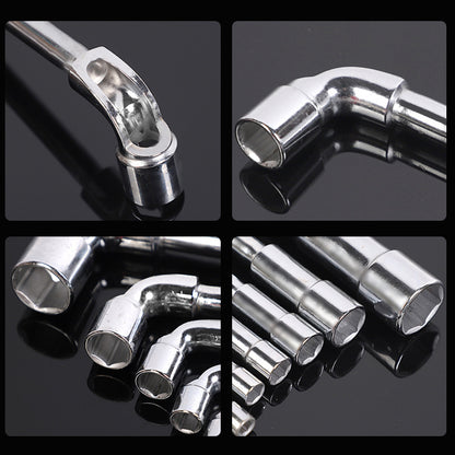Set of 6 Hardware Tools Including a Mirror Perforated Wrench, L-Shaped Elbow Socket Wrench, And a Double-Headed Elbow Perforated Hexagon Socket Pipe Wrench