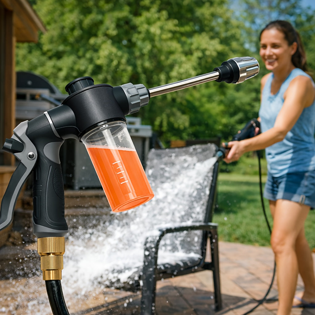 High Pressure Hose Nozzle, Portable Water Sprayer with Soap Bottle, Universal Fit for Washing Cars & Gardening