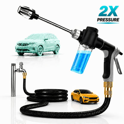 Final English Title:3pcs Long Spray Gun Set with Foam Bottle & Car Wash Towel, Multi-Function Adjustable Nozzle, Detachable Foam Bottle, Easy to Connect for Car Washing, Yard Cleaning & Garden Watering