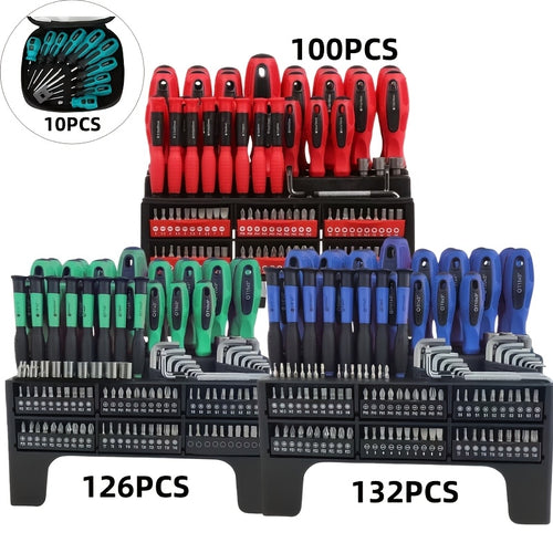 [Holiday Gifts] 10/100/126/132pcs Precision Screwdriver Set, Insulated Magnetic Screwdriver Tools, Professional Auto Repair Tools, Comes with A Plastic Storage Rack, Suitable for Electronics And Precision Work, A Good Choice for Daily Use And Holiday Gift