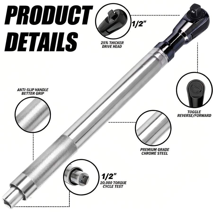 [3-In-1 Impact Wrench] 1/2" Offset Extension Wrench for Impact Drills, Ratchet Extended Wrench, Electric Extended Wrench, 3-In-1 Impact Wrench Extender, Suitable for Confined Spaces