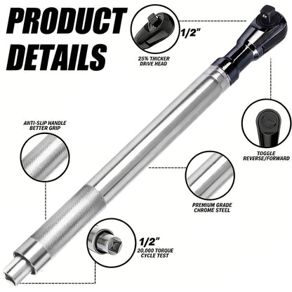 [3-In-1 Impact Wrench] 1/2" Offset Extension Wrench for Impact Drills, Ratchet Extended Wrench, Electric Extended Wrench, 3-In-1 Impact Wrench Extender, Suitable for Confined Spaces