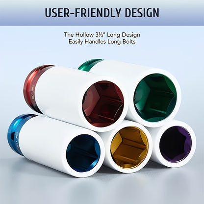 5pcs 1/2"""" Lug Nut Socket Set - Protect Your Tires And Wheels With Deep Impact Sockets