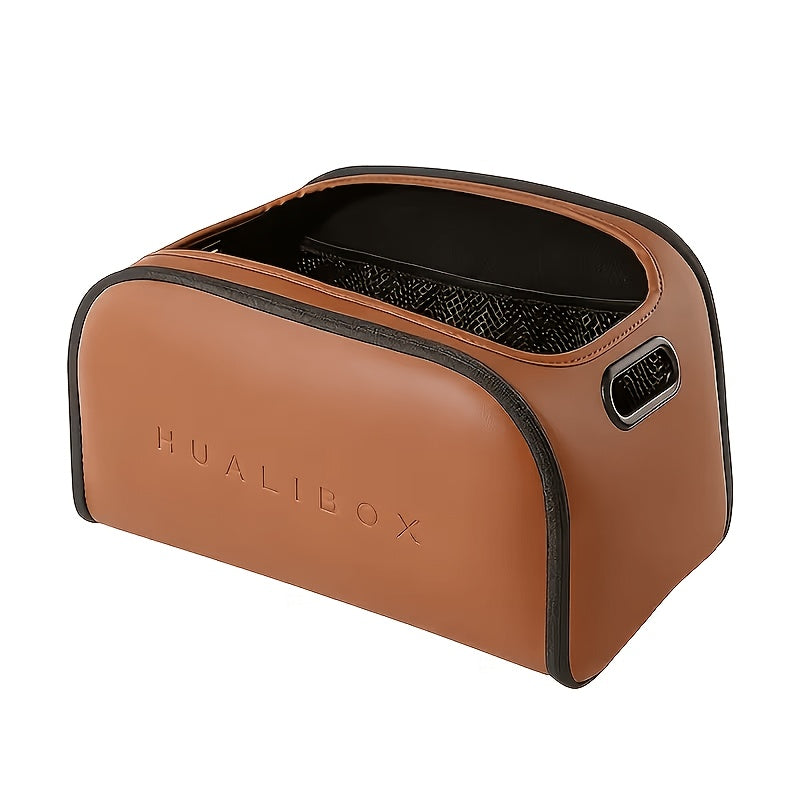 Stylish Faux Leather Car Storage Box with Multiple Functions, Spacious Passenger Seat Organizer, High-Capacity Trunk Organizer, Essential Car Interior Organizer, Versatile Car Storage Solution