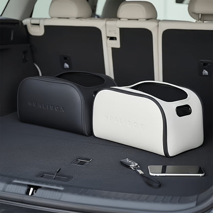 Stylish Faux Leather Car Storage Box with Multiple Functions, Spacious Passenger Seat Organizer, High-Capacity Trunk Organizer, Essential Car Interior Organizer, Versatile Car Storage Solution