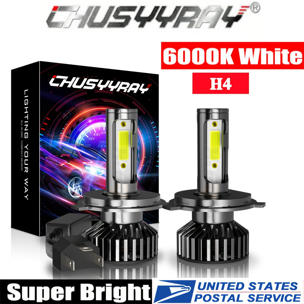 2pcs 9008/ H13 LED Headlight High/ Low Beam Bulbs Kit 12V 80W 6000K Cool White 27000LM Tow-Sided Ultra Bright COB Chip Plug And Play, Without Battery