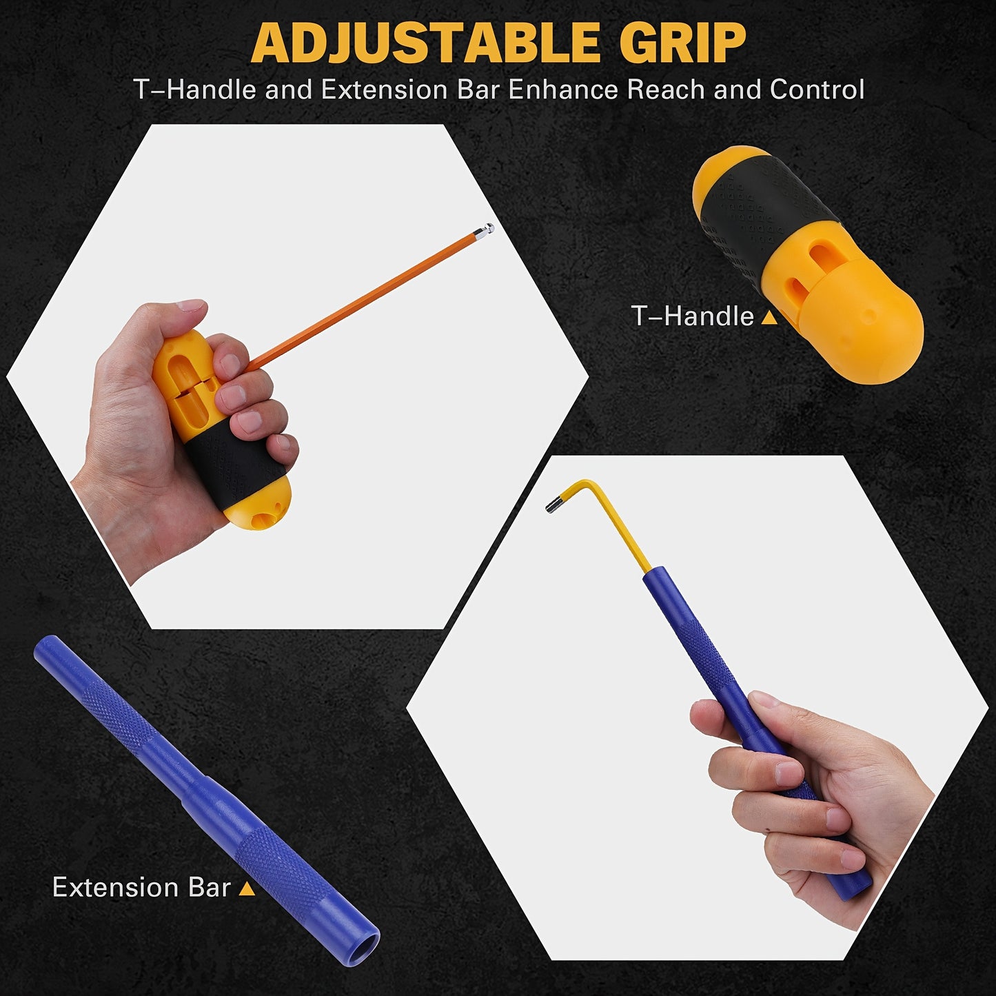 HORUSDY Hex Key Allen Wrench Set Ball End Torx Key Metric (1.5mm-10mm) & SAE (1/16"-3/8") Industrial Grade with Color Coding with T-Handle for Bicycle Repair Household DIY Chrome Vanadium Steel