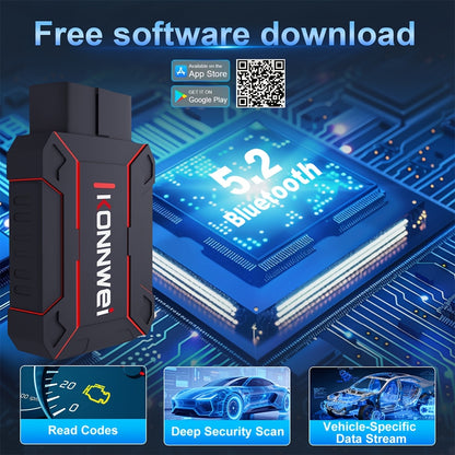 KONNWEI MAXOBD Comprehensive System Deep Scan Diagnostic Tool Wireless 5.2 OBD2 Scanner with Over 41 Dedicated Data Streams for IOS And Android, Without Battery