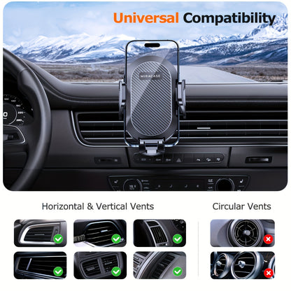 Miracase 3-in-1 Car Phone Mount - Super Suction Dashboard & Air Vent Holder With Telescopic Arm, Adjustable Cradle For All Phones, Quick Release, Durable Metal Hooks, Holiday Gift, Black.