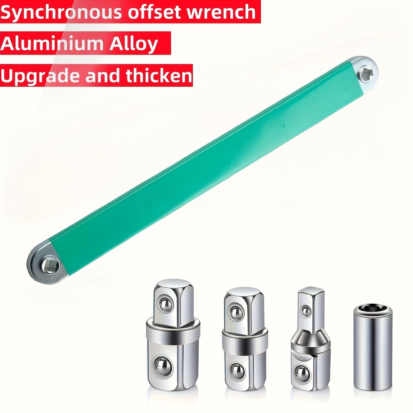 Offset Extension Wrench - 15-Inch Impact-Ready Socket Wrench Tool with Square Drive Adapters (1/4", 3/8", 1/2")