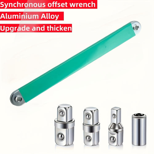 Offset Extension Wrench - 15-Inch Impact-Ready Socket Wrench Tool with Square Drive Adapters (1/4", 3/8", 1/2")