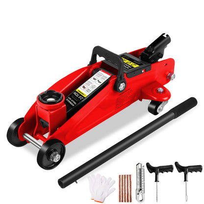 2/2.5/3 Ton Capacity, Jack Kit Low Profile Hydraulic Trolley Service/Floor Jack Combo, Multiple Meal Plans to Choose from 3 Ton Jack Stands 2PCS, Tire Repair Kit, 14-inch Wheel Cross Wrench, Wheel Chock, Jack Accessories Red/Blue