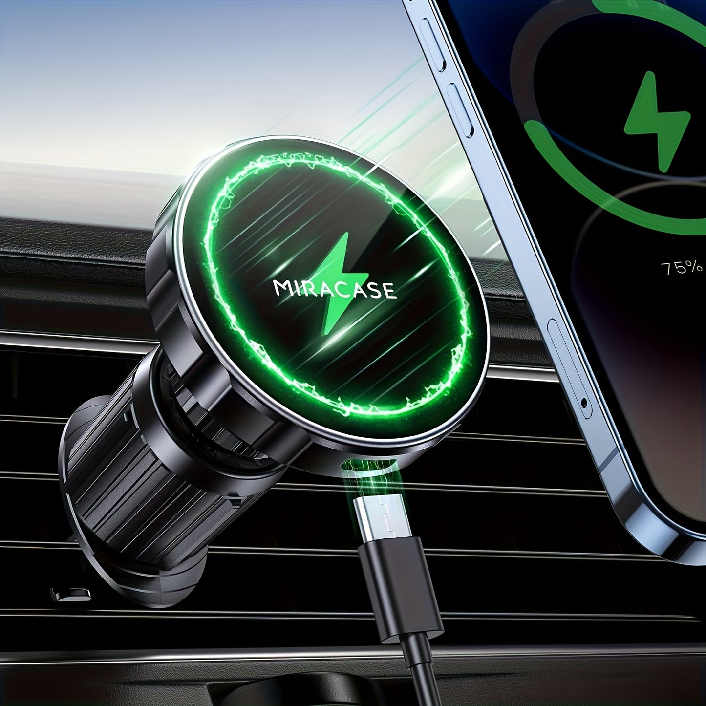 for Magnetic Car Mount Charger, 15W Fast Charging Magnetic Wireless Car Charger, Air Vent Car Phone Holder Charger Only Fit for iPhone 17 Pro Max/16/15/14/13/12 Series And Phones with Magnetic Cases(Note: Not Include Metal Rings)