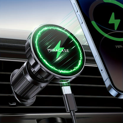 for Magnetic Car Mount Charger, 15W Fast Charging Magnetic Wireless Car Charger, Air Vent Car Phone Holder Charger Only Fit for iPhone 17 Pro Max/16/15/14/13/12 Series And Phones with Magnetic Cases(Note: Not Include Metal Rings)