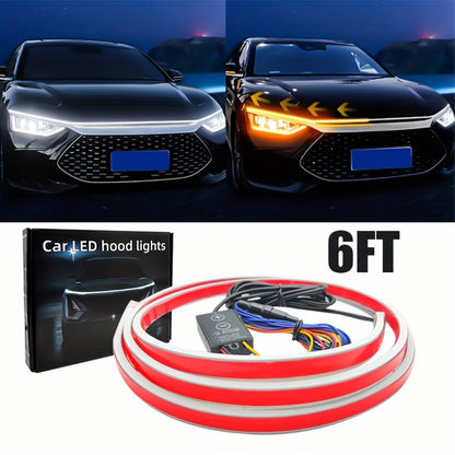 79'' Car Hood Light Strip, Flexible Dynamic Daytime Hood Light Strip, Auto LED Strip Light With Fuse Protection, Universal Exterior Decor For SUVs, Trucks, Vans & Most Vehicles, Without Battery