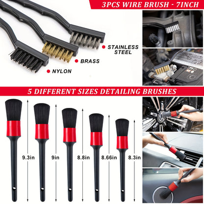 Complete Car Cleaning Set Featuring a Foam Gun Sprayer, Detailing Brushes, a Vacuum, a Windshield Cleaning Tool, a Tire Brush, And Towels for Thorough Interior And Exterior Detailing, Without Battery