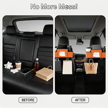 2-Pack Car Backseat Multi-Function Organizer, 8-in-1 Large Capacity With Napkin Drawer & Cup Holders, Hanging Storage Solves Car Clutter, Essential For Family Trips & Long Drives